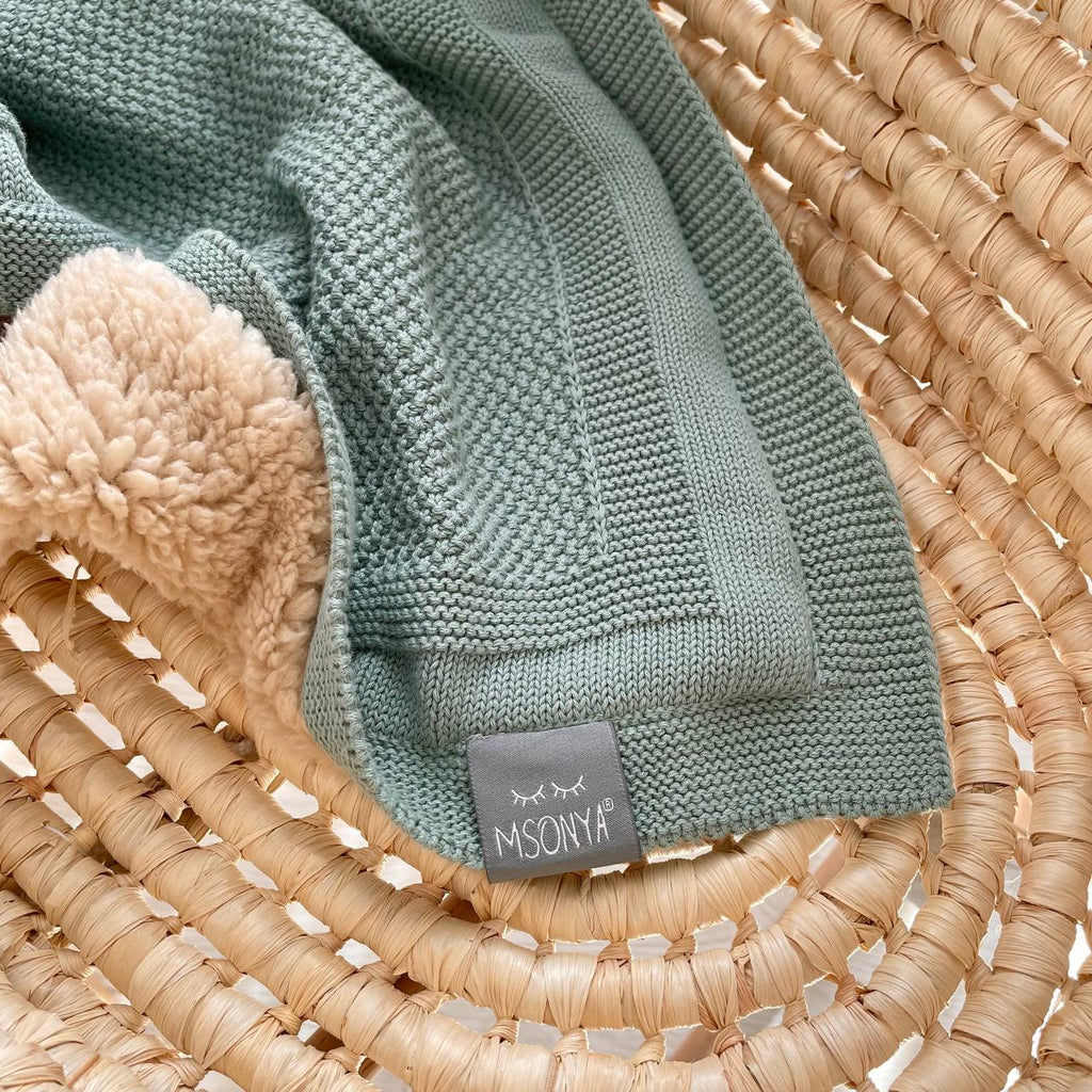 Pletená bavlnená deka pre bábätko Teddy Rohožka – tmavá mätová