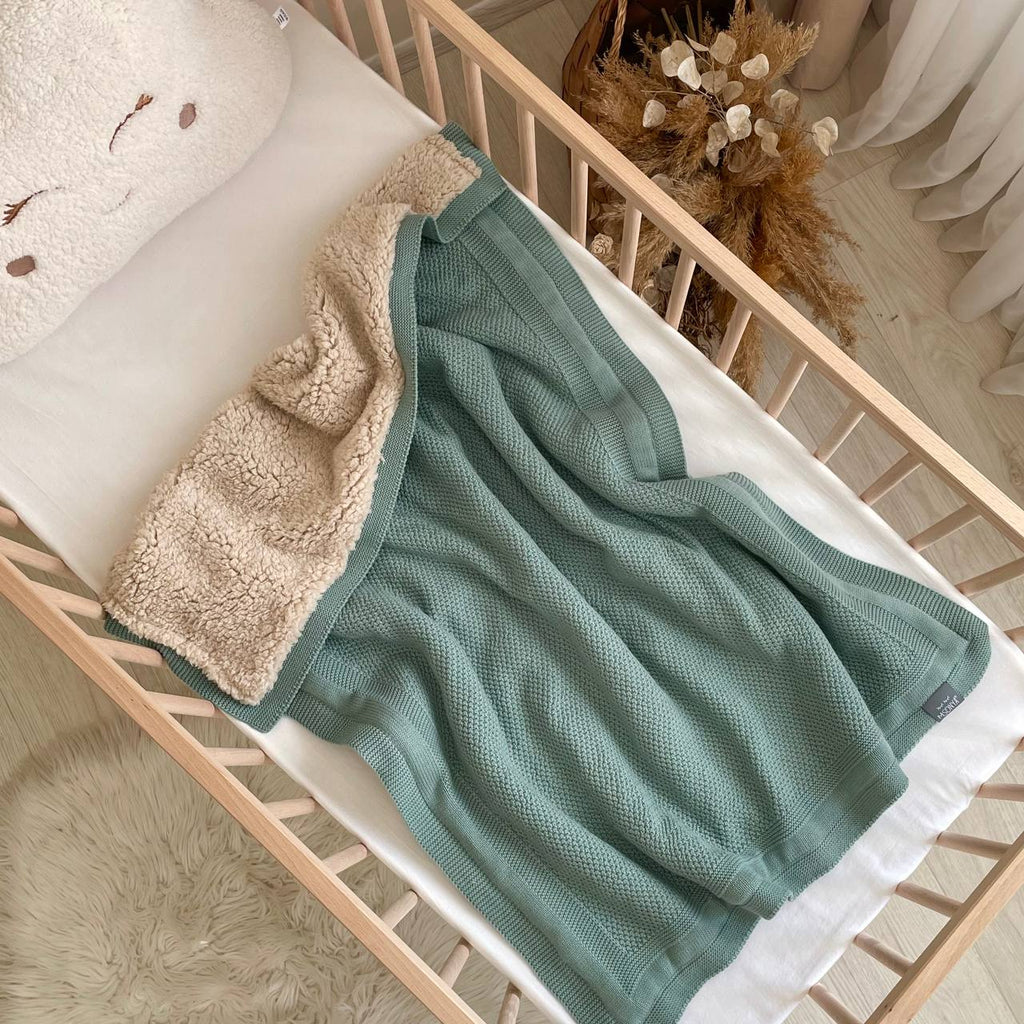 Pletená bavlnená deka pre bábätko Teddy Rohožka – tmavá mätová