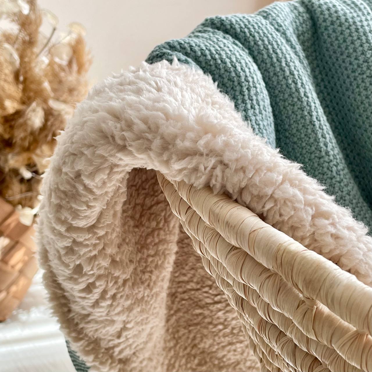 Pletená bavlnená deka pre bábätko Teddy Rohožka – tmavá mätová