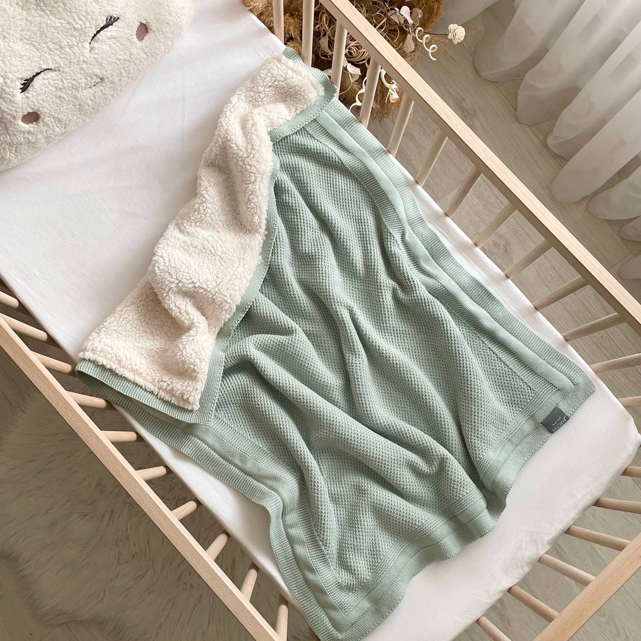 Pletená bavlnená deka pre bábätko Teddy Rohožka – svetlomätová