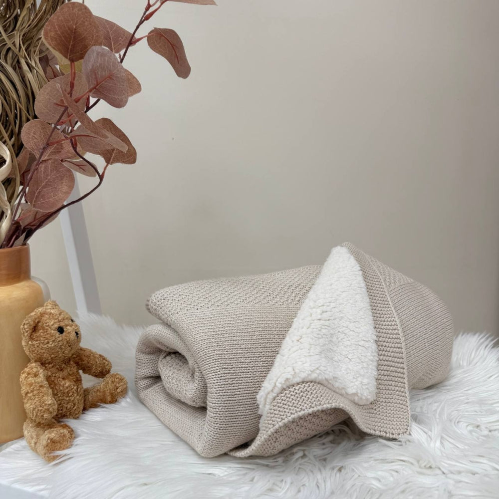 Pletená bavlnená deka pre bábätko Teddy Rohožka – piesková