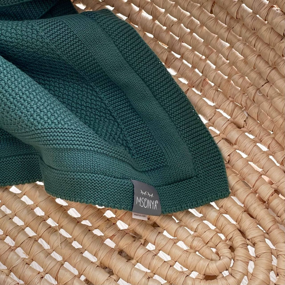 Pletená bavlnená deka pre bábätko Teddy Rohožka – malachitová