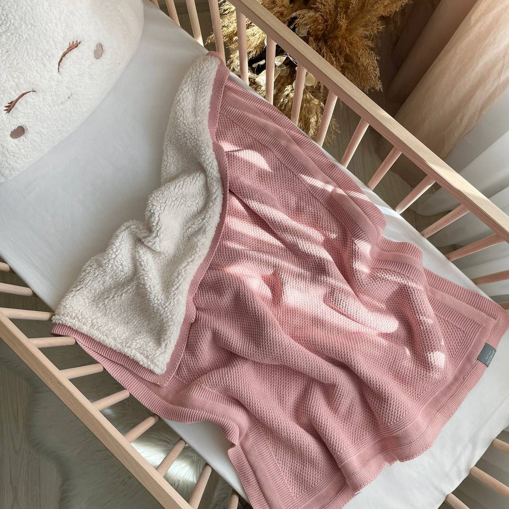 Pletená bavlnená deka pre bábätko Teddy Rohožka – púdrová