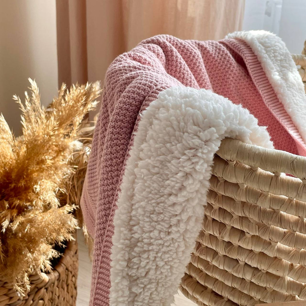Pletená bavlnená deka pre bábätko Teddy Rohožka – púdrová