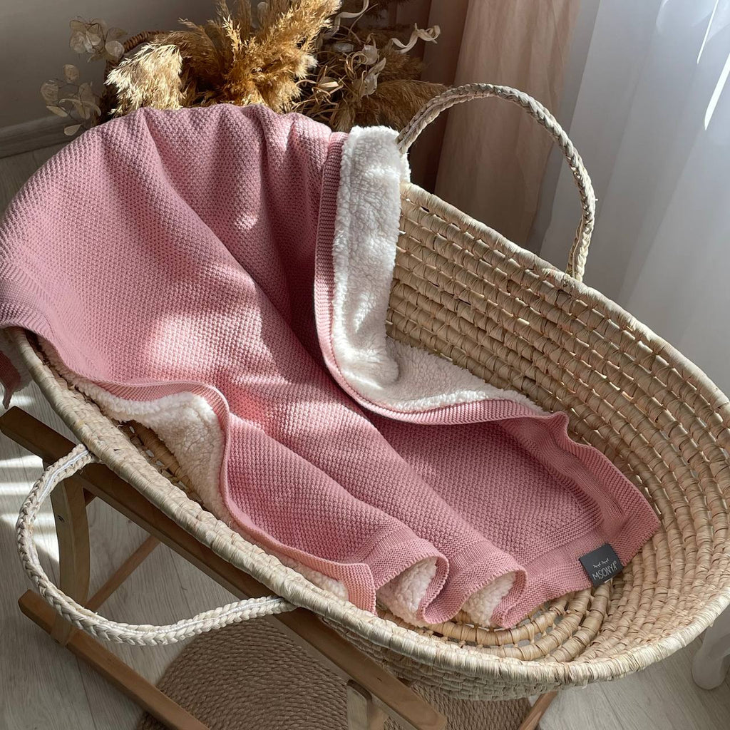 Pletená bavlnená deka pre bábätko Teddy Rohožka – púdrová