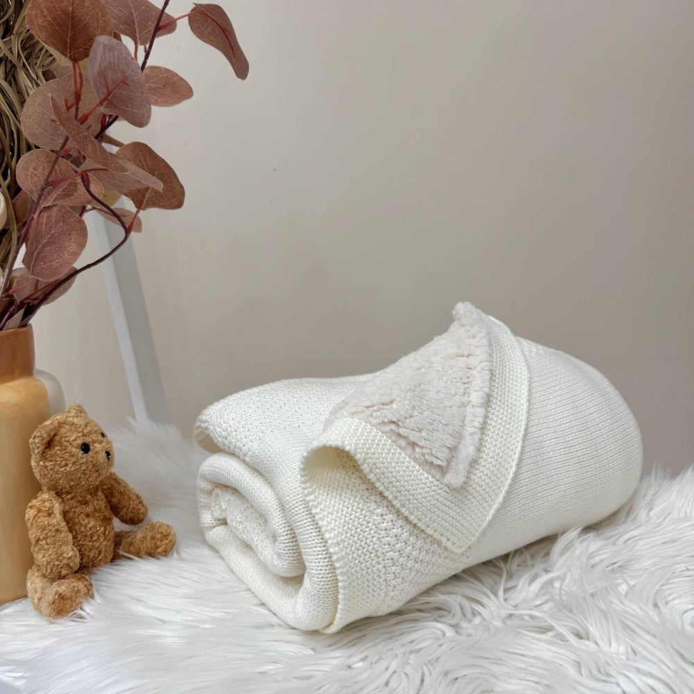 Pletená bavlnená deka pre bábätko Teddy Rohožka – mliečný