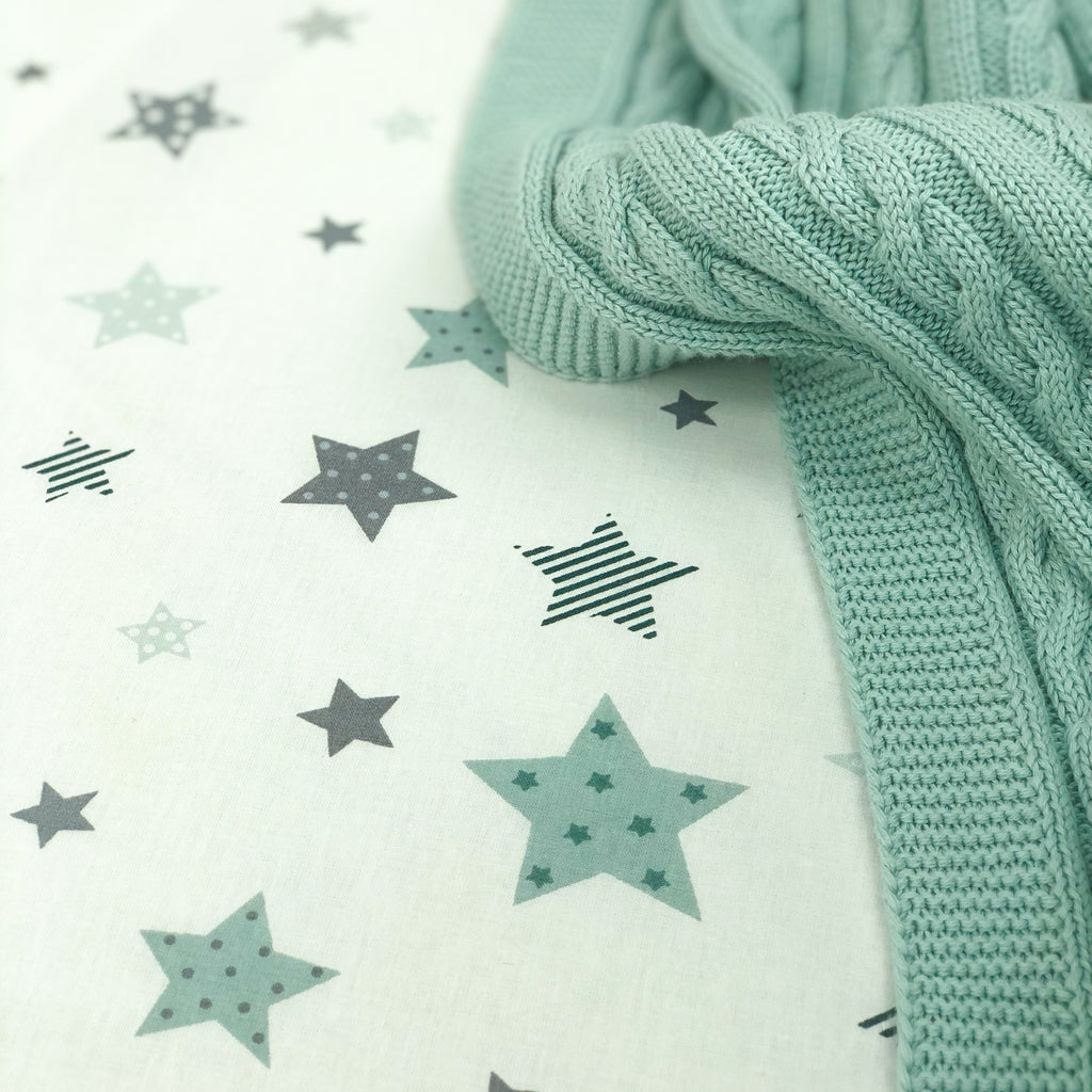 Detská plachta do postieľky Stars 70 × 70 cm – mätová