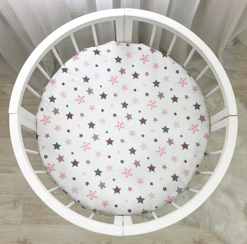 Detská plachta do postieľky Stars 70 × 70 cm – púdrová
