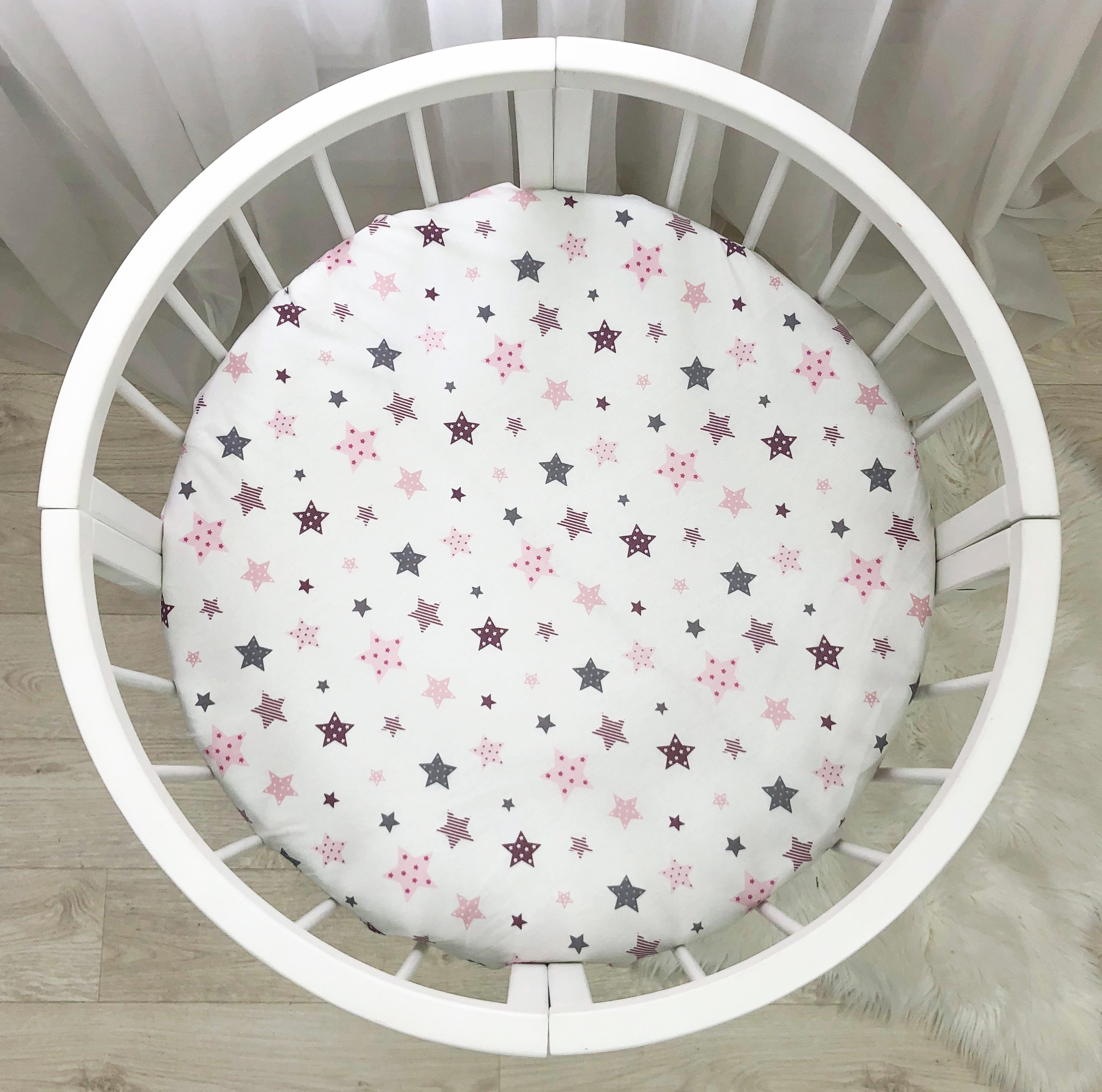 Detská plachta do postieľky Stars 70 × 70 cm – púdrová