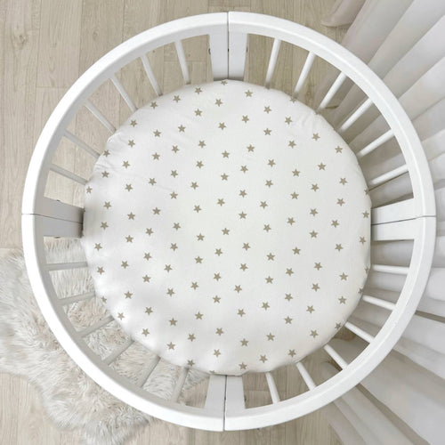 Detská plachta do postieľky 70 × 70 cm – veľká béžová hviezda na bielej