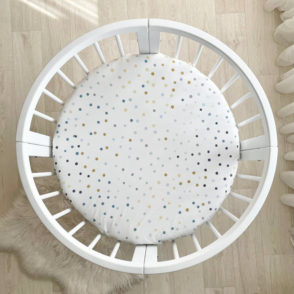 Detská plachta do postieľky 70 × 70 cm – akvarelové bodky mätové