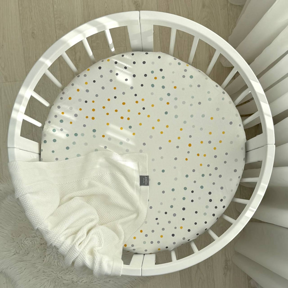 Detská plachta do postieľky 70 × 70 cm – akvarelový hrášok horčicový